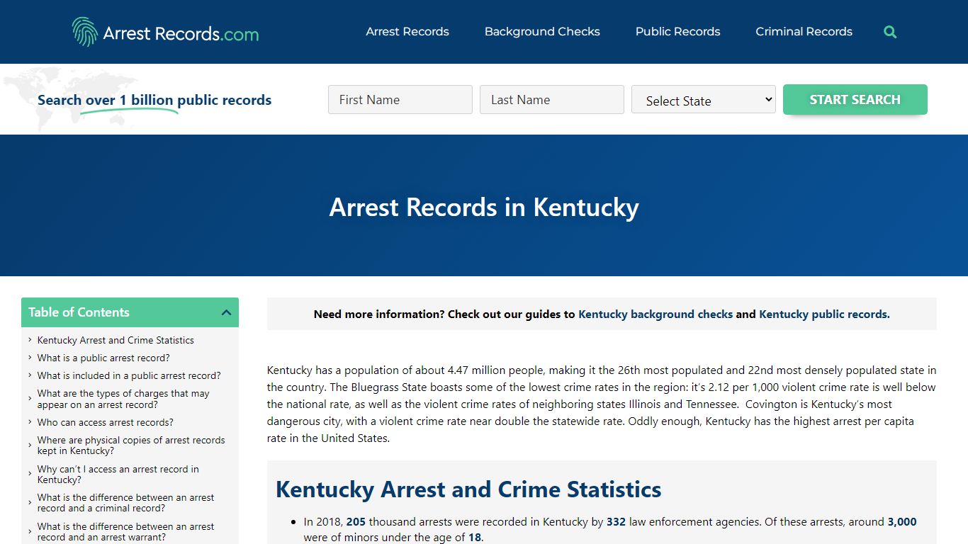 Kentucky Arrests Records - Criminal, Warrant and Background Check Data ...